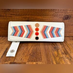 NWT Tory Burch Canyon Leather Clutch Ivory Style 35671